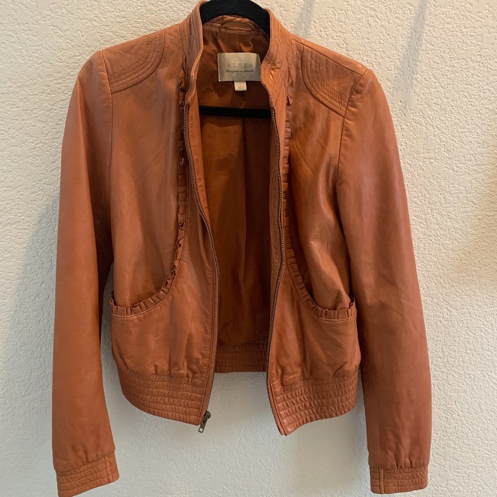 Hinge Rusty Brown Genuine Leather Jacket